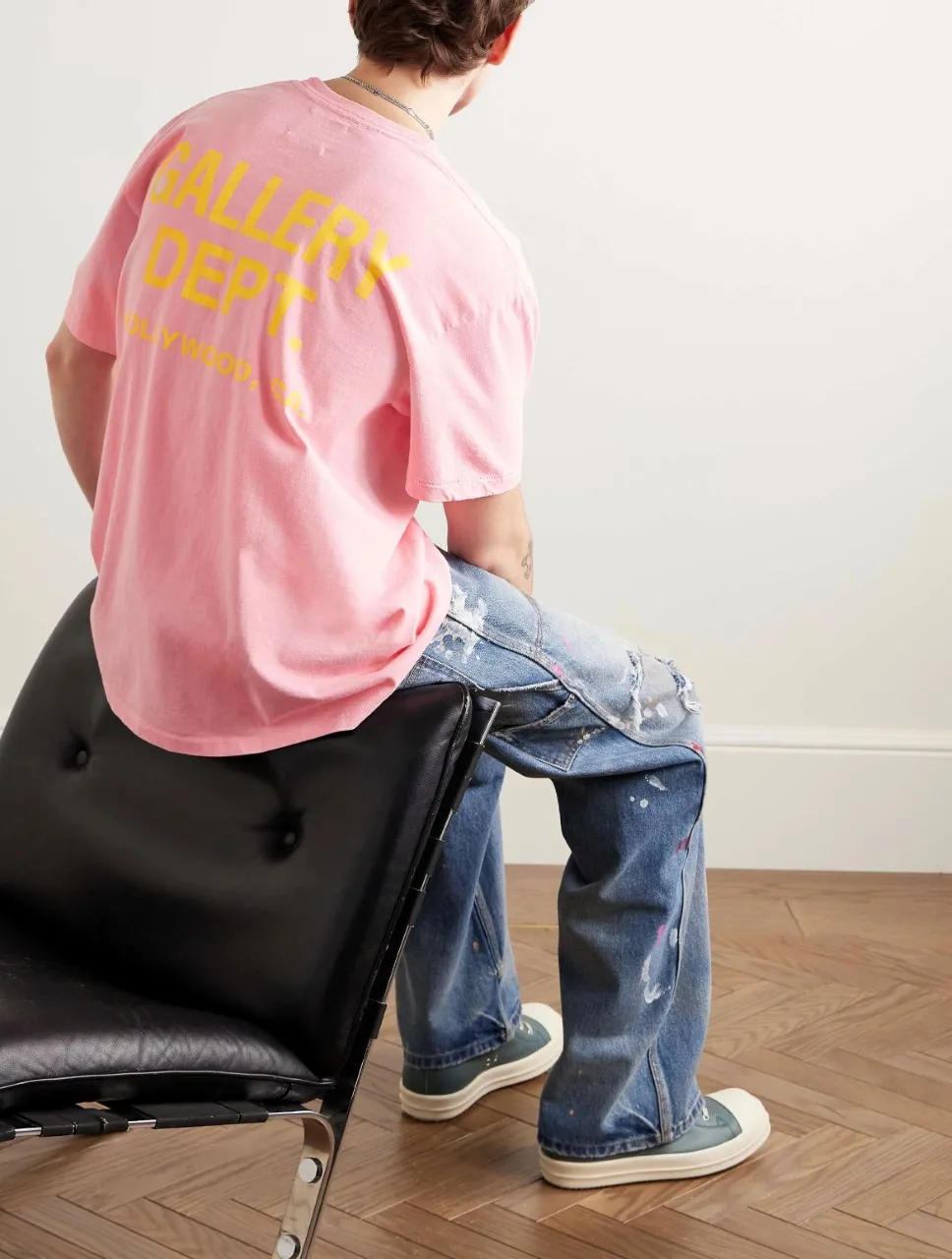 p90 650#Gallery Dept New new color matching classic basic letter LOGO basic slogan round neck short-sleeved T-shirt pure cotton Tee gray black light gray pink orange S～XL